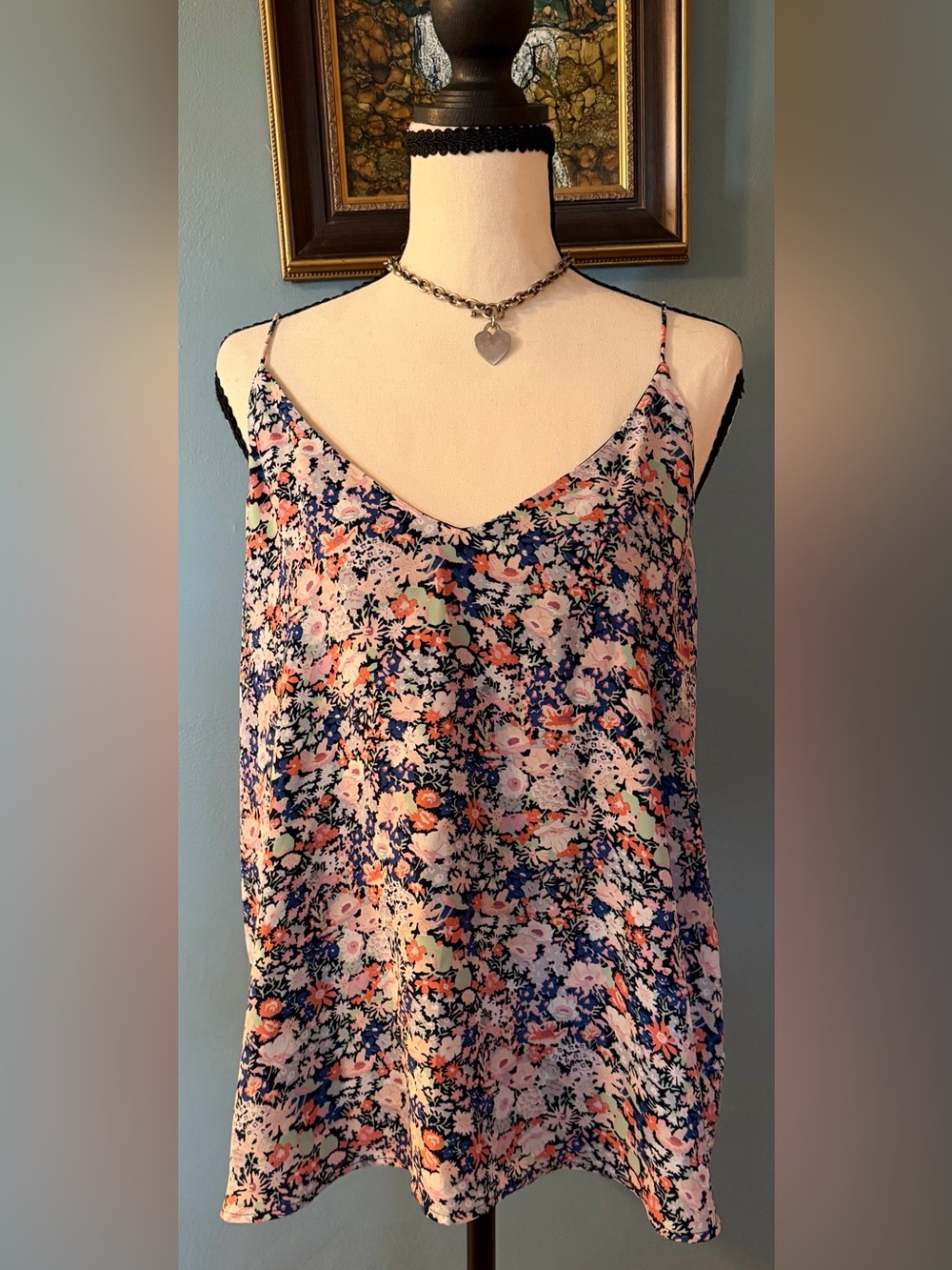 LOFT Ann Taylor Dainty Floral V-Neck Cami Tank Top Small